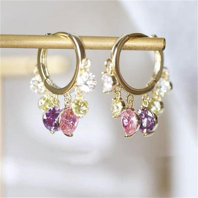 Shiny Colorful Zircon Drop Earrings