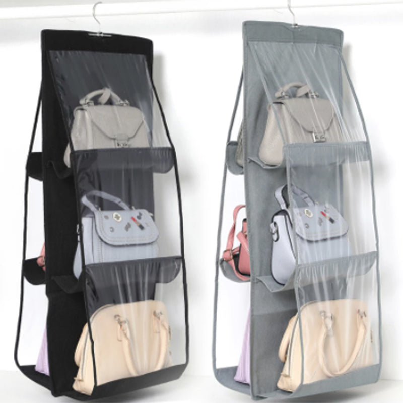 Hanging Handbag Organizer for Wardrobe Closet Transparent