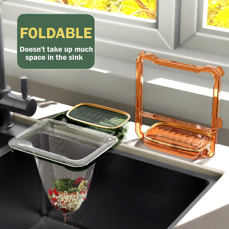 Folding sink draining rack