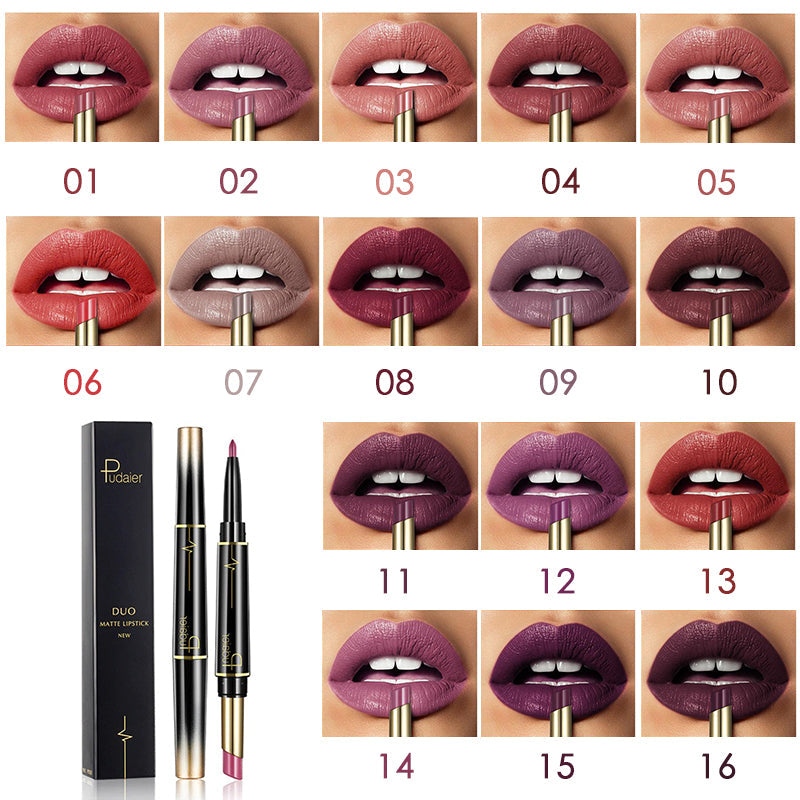 16 Color Long Lasting Lipstick + Lip Liner Combo