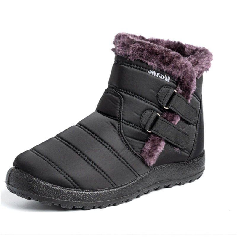 Women Waterproof Warm Plush Fleece Lining Slip On Snow Boots