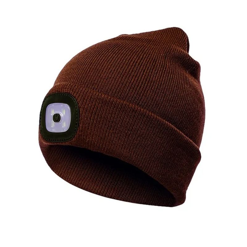Unisex Winter Warm Knit Hat Head Torch Cap