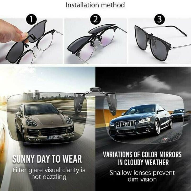 Polarized Clip-on Flip Up Metal Clip Sunglasses for Prescription Glasses