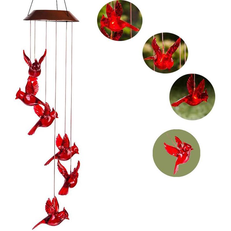 Solar Cardinal Wind Chime Light