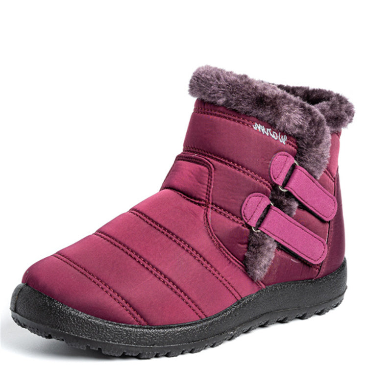 Women Waterproof Warm Plush Fleece Lining Slip On Snow Boots