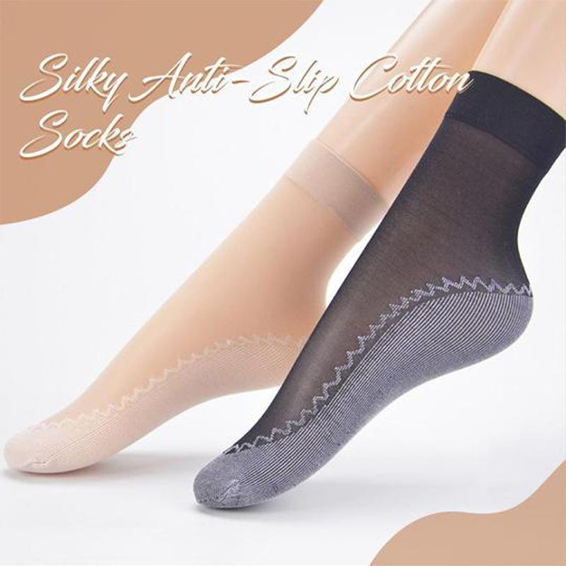 Silky, Anti-slip Cotton Socks (5 pairs)