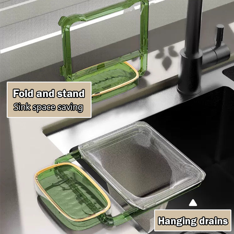 Folding sink draining rack