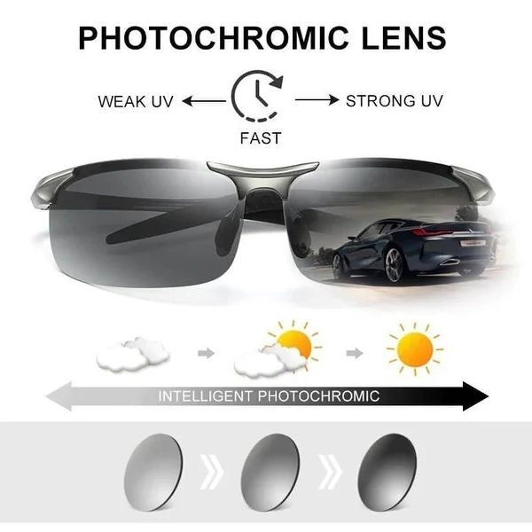 Men's Photochromic Sunglasses with Anti-glare Polarized Lens