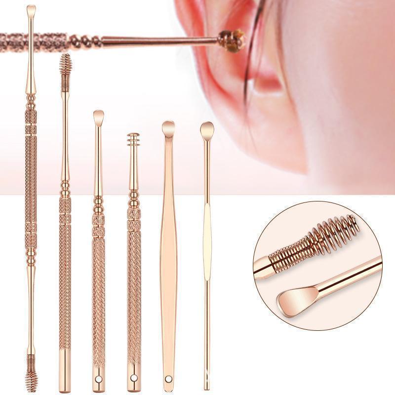 Stainless Steel Rose Gold Ear Picks Set - Set For 6