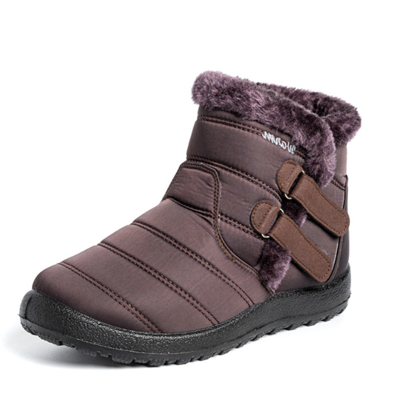 Women Waterproof Warm Plush Fleece Lining Slip On Snow Boots