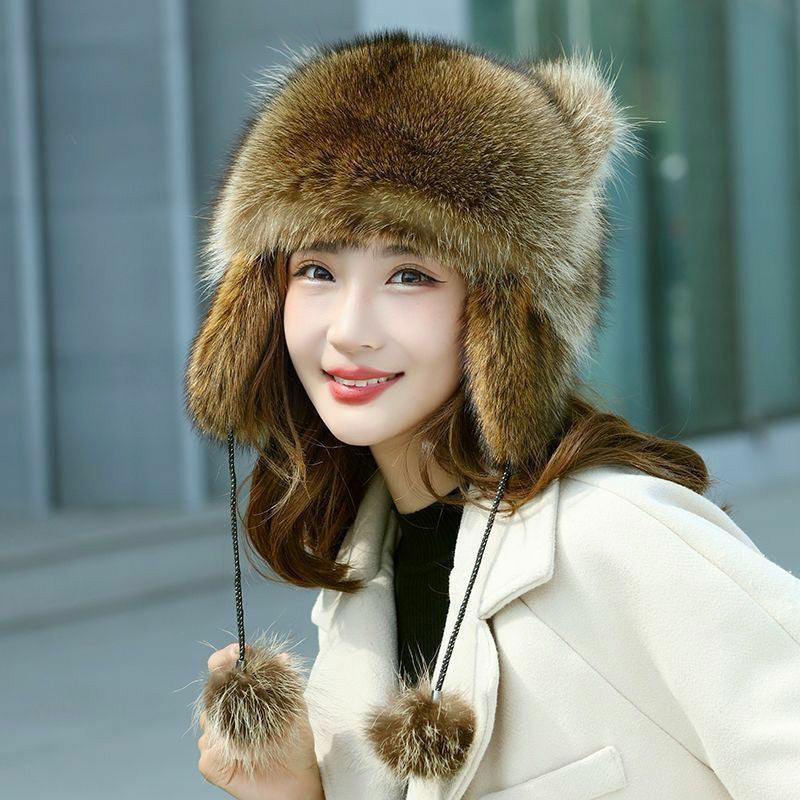 Cute Faux fur Raccoon Tail Parent-Child Plush Hat