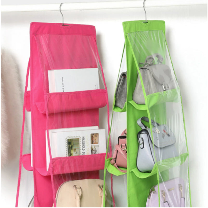 Hanging Handbag Organizer for Wardrobe Closet Transparent