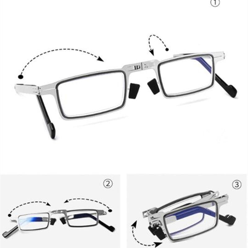 Folding reading glasses without screws