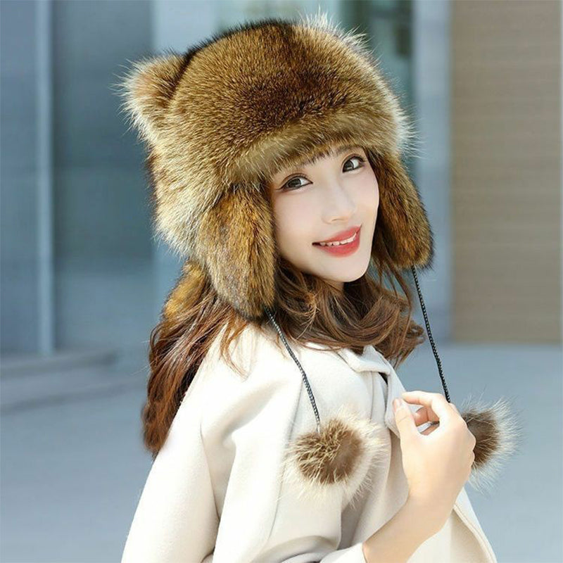 Cute Faux fur Raccoon Tail Parent-Child Plush Hat