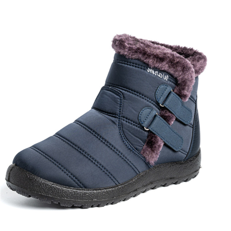 Women Waterproof Warm Plush Fleece Lining Slip On Snow Boots