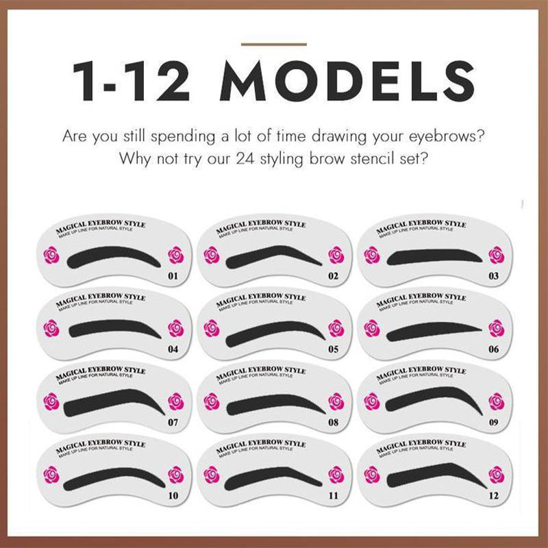 Eyebrow Stamp Kit With 24 PCS Different Styles Eyebrow Stickers