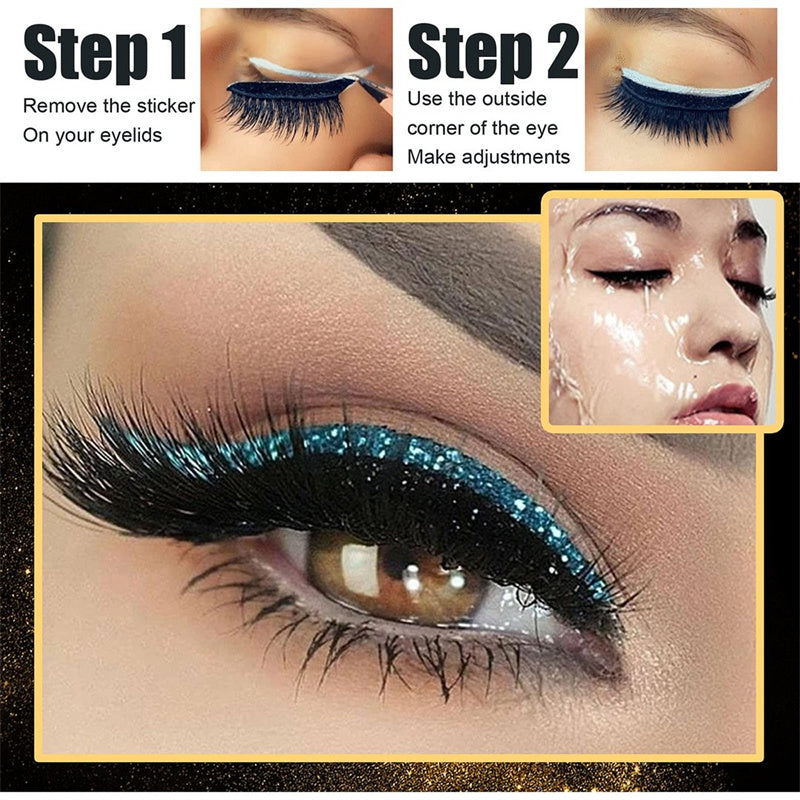 3-in-1 Reusable Eyeliner and Eyelash Stickers with 7 Colors (4 Pairs)