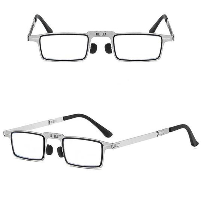 Folding reading glasses without screws