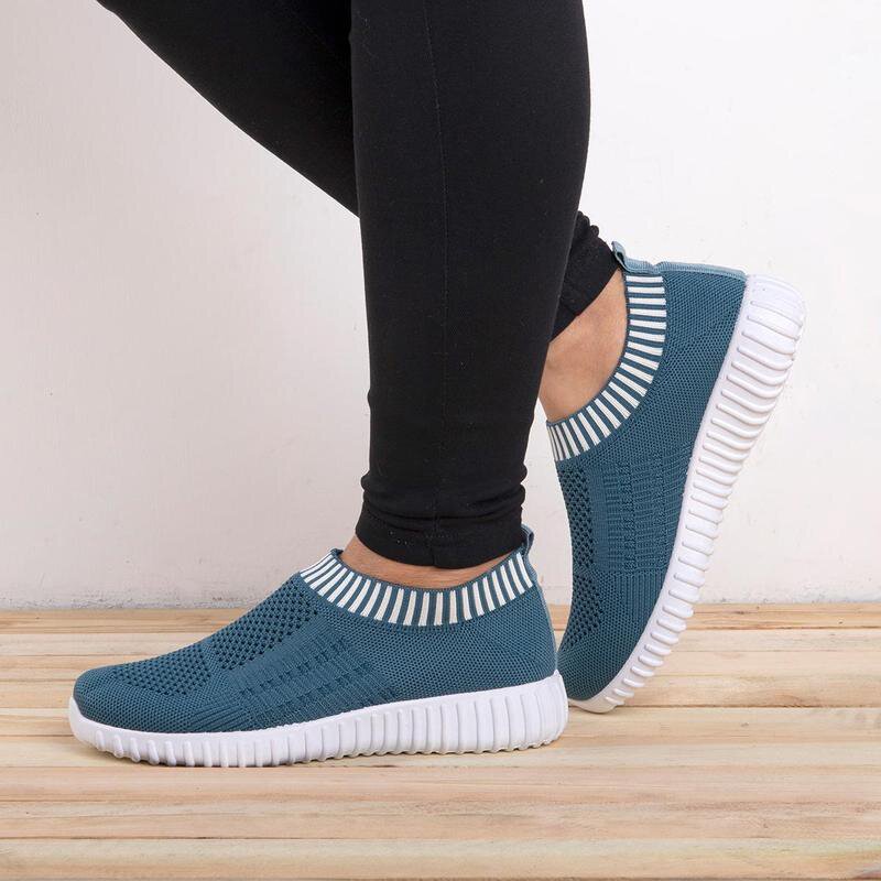 Women's Comfy Color Block Slip-on Shoes Knit Sneakers