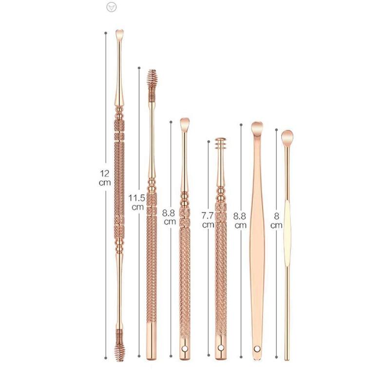 Stainless Steel Rose Gold Ear Picks Set - Set For 6