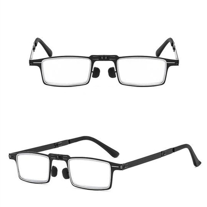 Folding reading glasses without screws