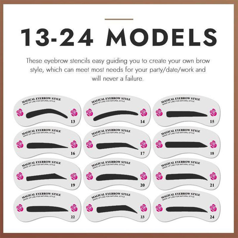 Eyebrow Stamp Kit With 24 PCS Different Styles Eyebrow Stickers