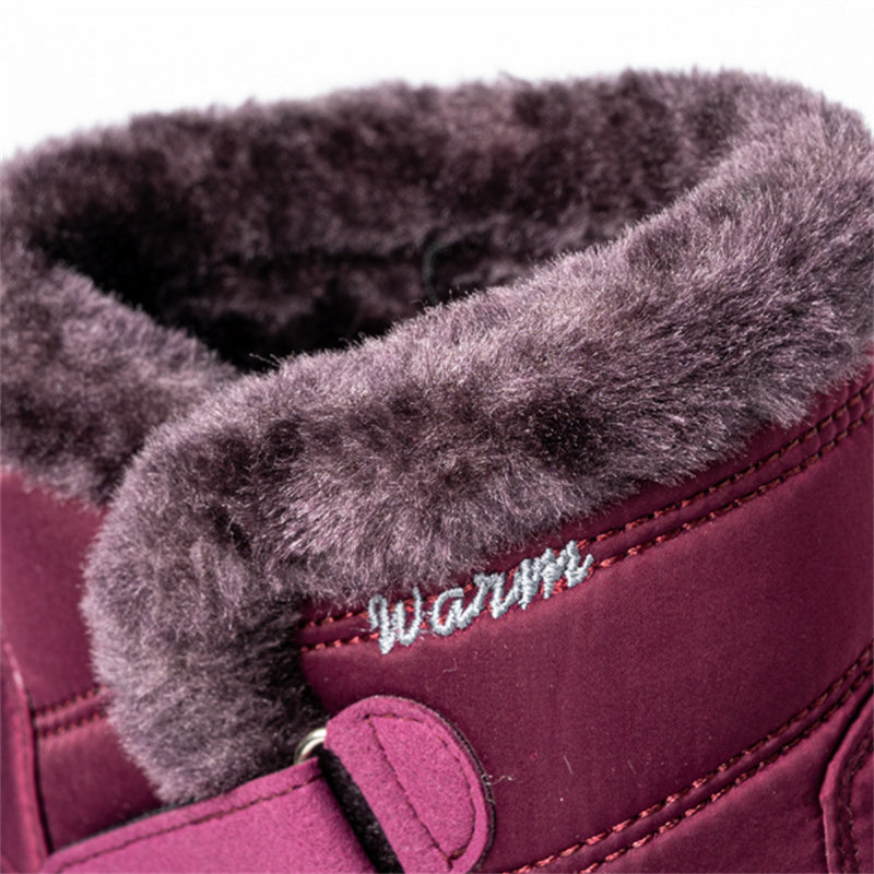 Women Waterproof Warm Plush Fleece Lining Slip On Snow Boots