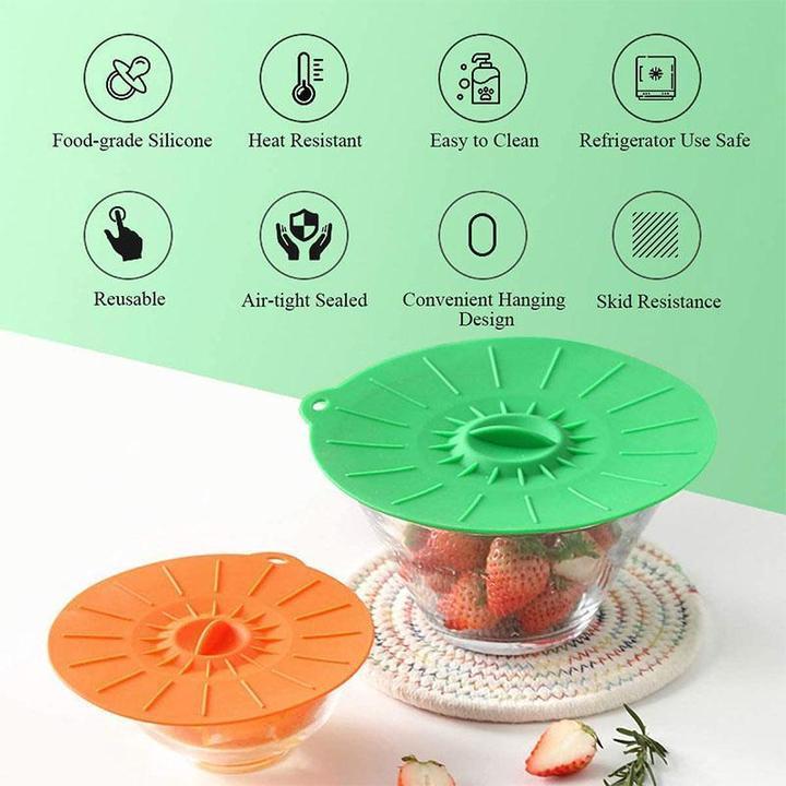 Reusable Silicone Suction Lids (5pcs in)